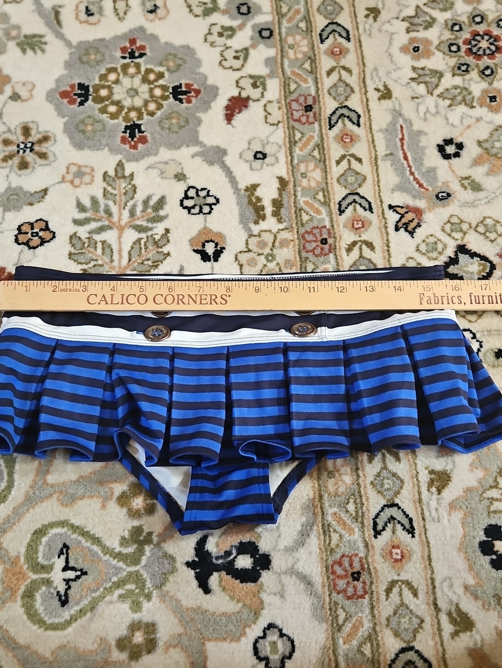 Juicy Couture Navy and White Striped  Bikini Swim with Gold Logo Buttons - Picture 7 of 8